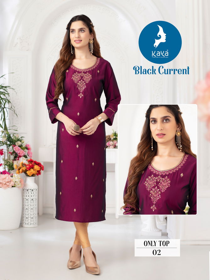 Black Current By Kaya Viscose Silk Kurti Wholesale Shop In Surat